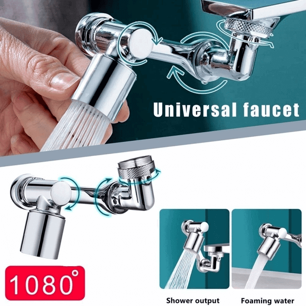 Aérateur de robinet pivotant, robinet rotatif à 1080 °, rallonge de robinet,  pour la fixation du